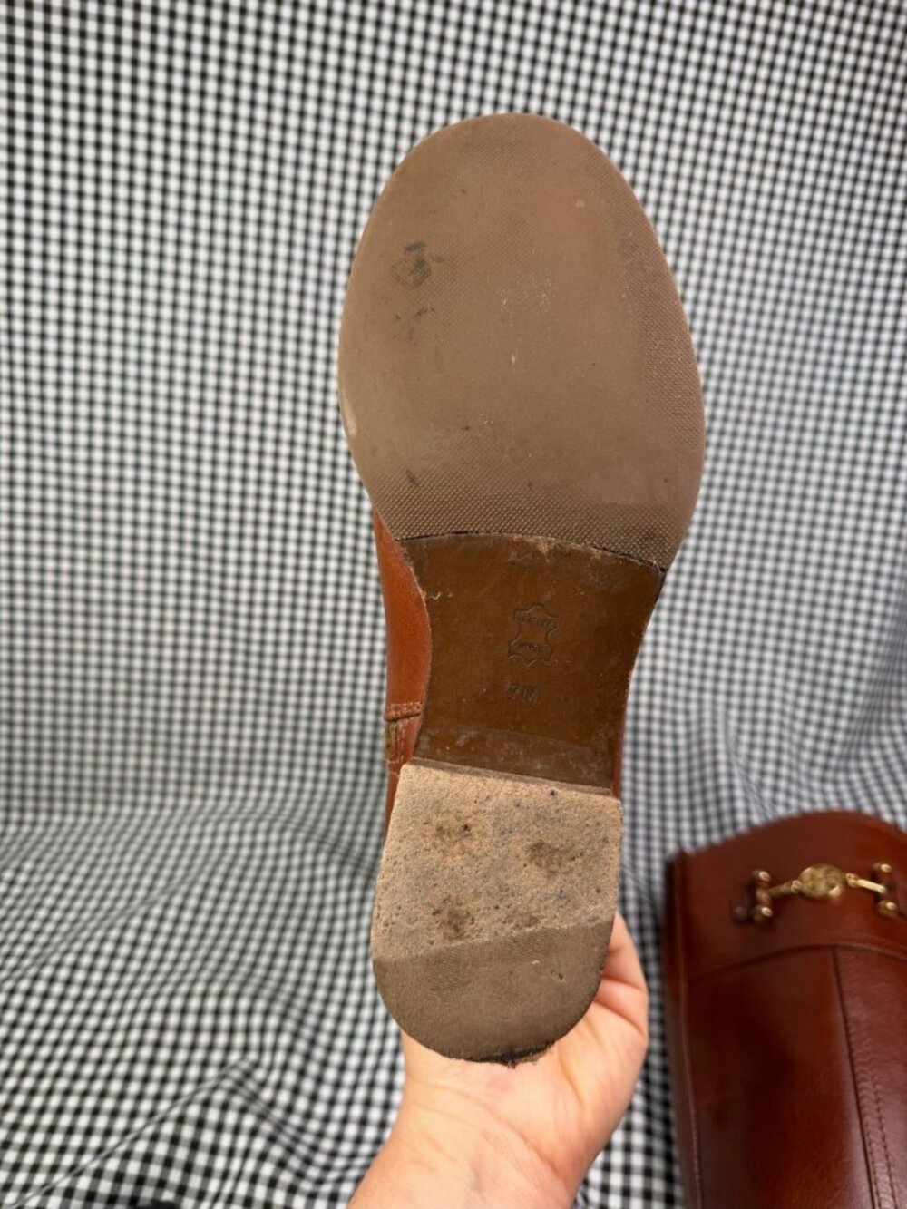Tory Burch Nadine Brown Leather Riding Boots Womens 7 M Tall Gold Logo - Picture 8 of 8